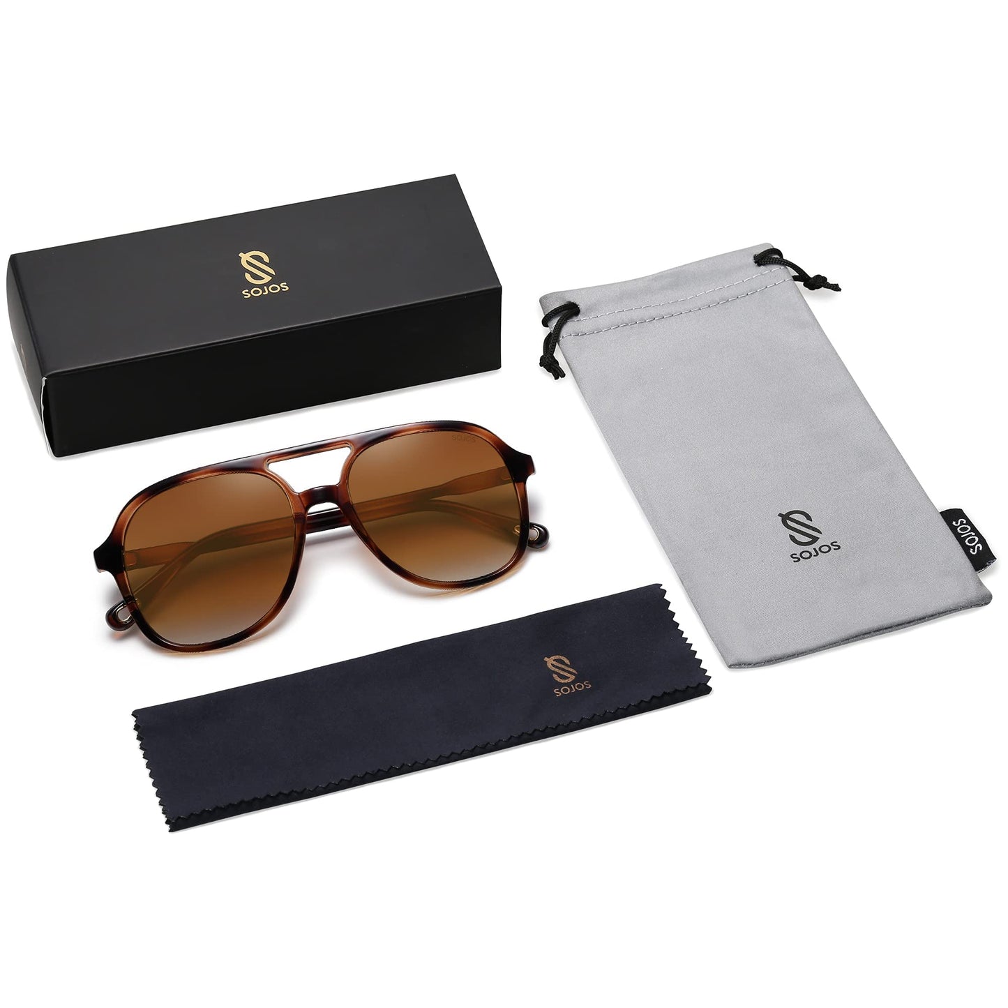 SOJOS Retro Polarized Aviator Sunglasses Womens Mens Classic 70s Vintage Trendy Square Aviators SJ2174