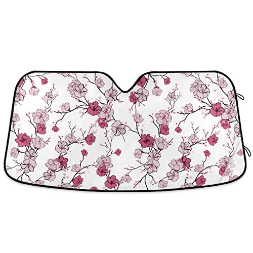 Woman Red Lips Pink Kiss Car Windshield Sun Shade Foldable UV Ray Sun Visor Protector Sunshade to Keep Your Vehicle Cool (55" x 27.6")