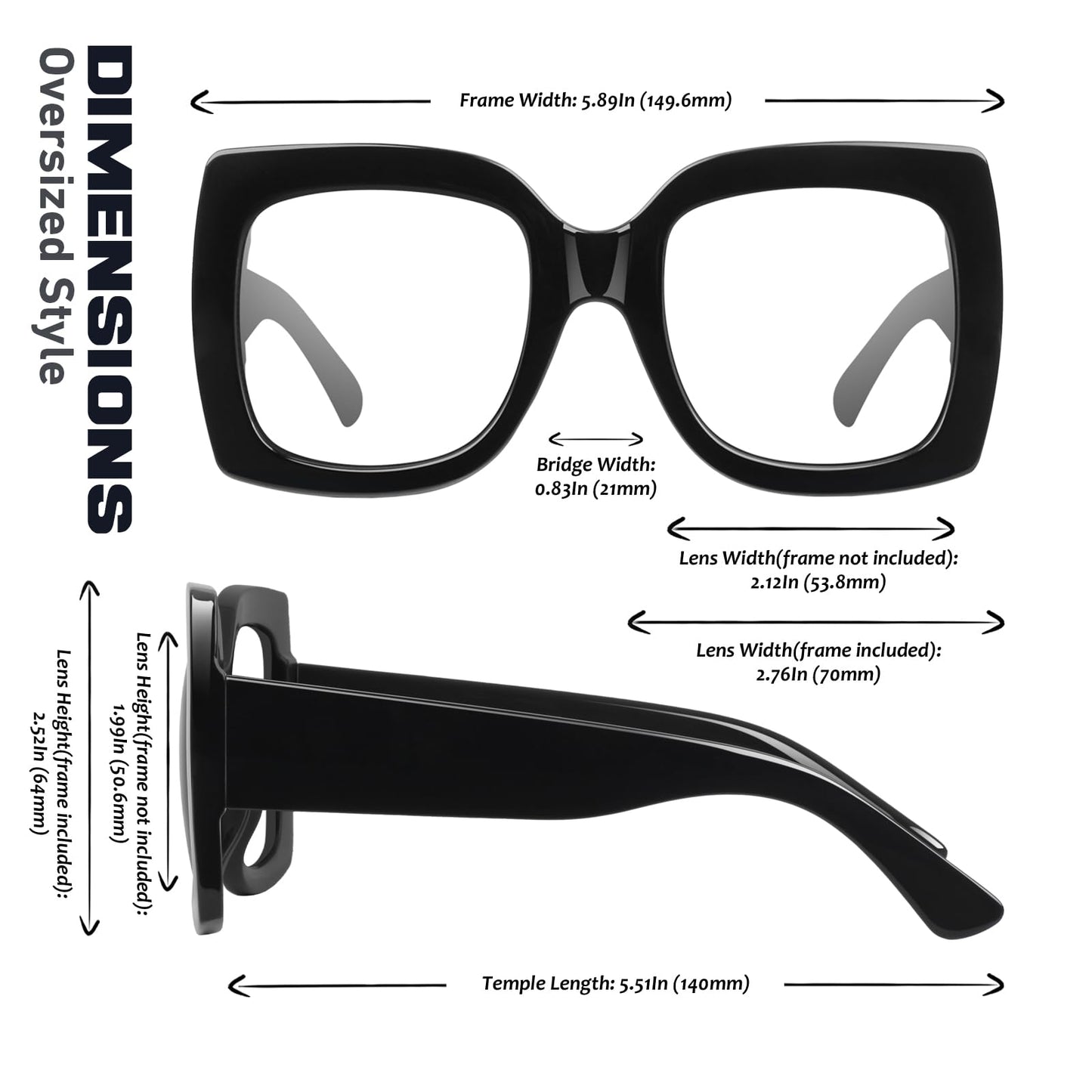 GQUEEN Oversized Square Frame Sunglasses Womens Retro Vintage Trendy Shades,S904
