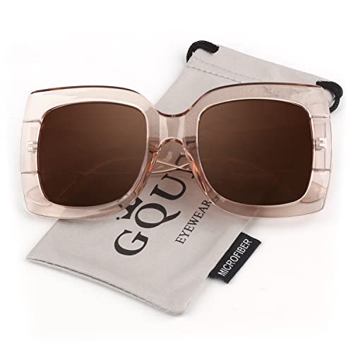 GQUEEN Oversized Square Frame Sunglasses Womens Retro Vintage Trendy Shades,S904