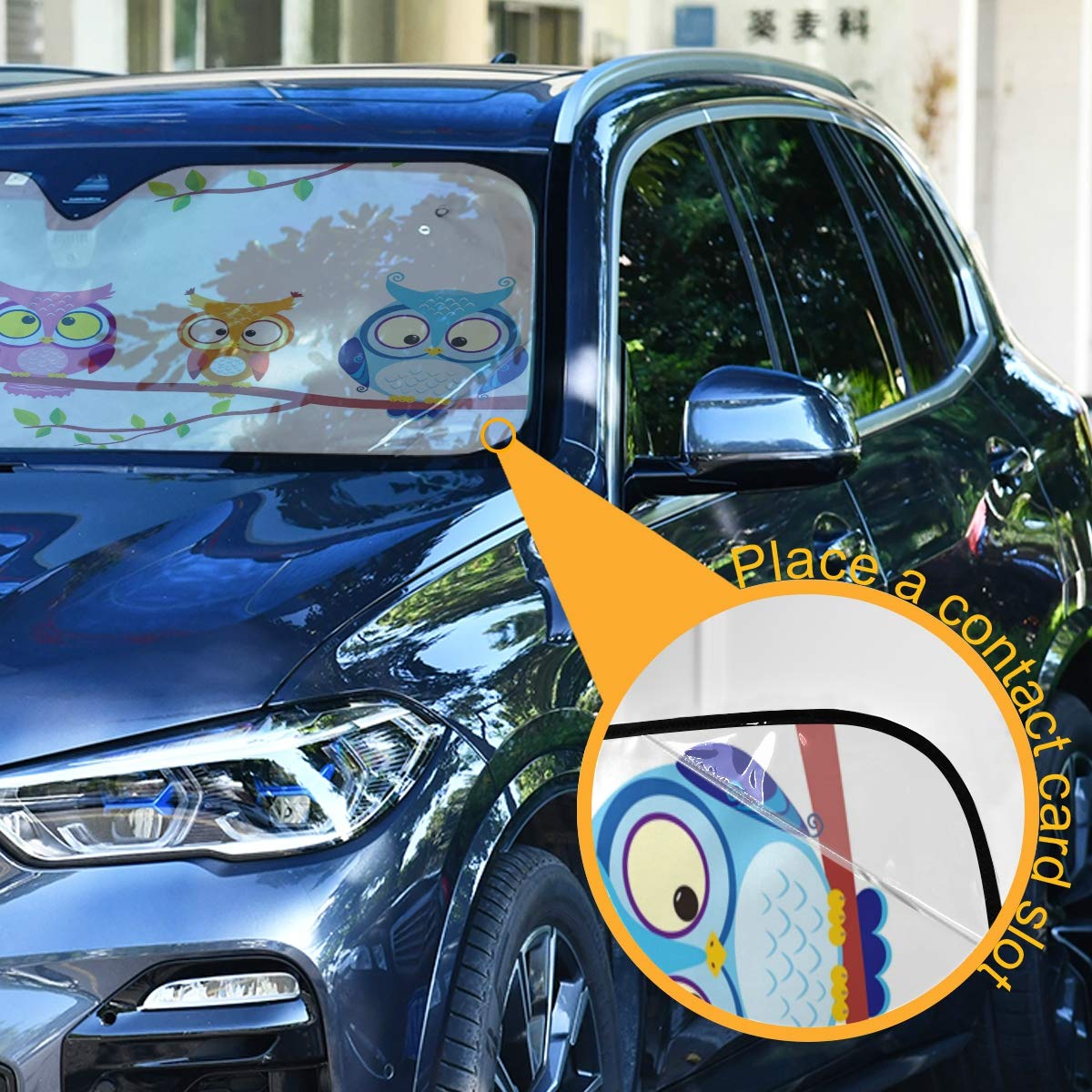 Beautiful Women Eye Car Windshield Sun Shade Eyelashes Makeup Foldable UV Ray Sun Visor Protector Sunshade to Keep Your Vehicle Cool (55" x 27.6")