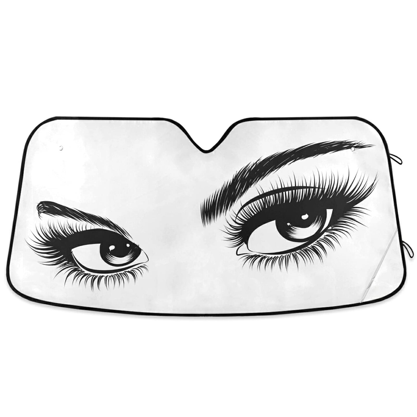 Beautiful Women Eye Car Windshield Sun Shade Eyelashes Makeup Foldable UV Ray Sun Visor Protector Sunshade to Keep Your Vehicle Cool (55" x 27.6")