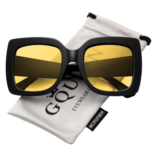 GQUEEN Oversized Square Frame Sunglasses Womens Retro Vintage Trendy Shades,S904
