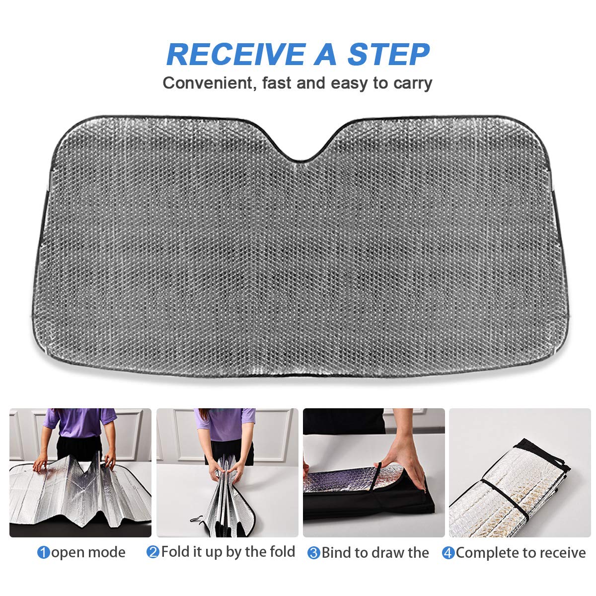 Beautiful Women Eye Car Windshield Sun Shade Eyelashes Makeup Foldable UV Ray Sun Visor Protector Sunshade to Keep Your Vehicle Cool (55" x 27.6")