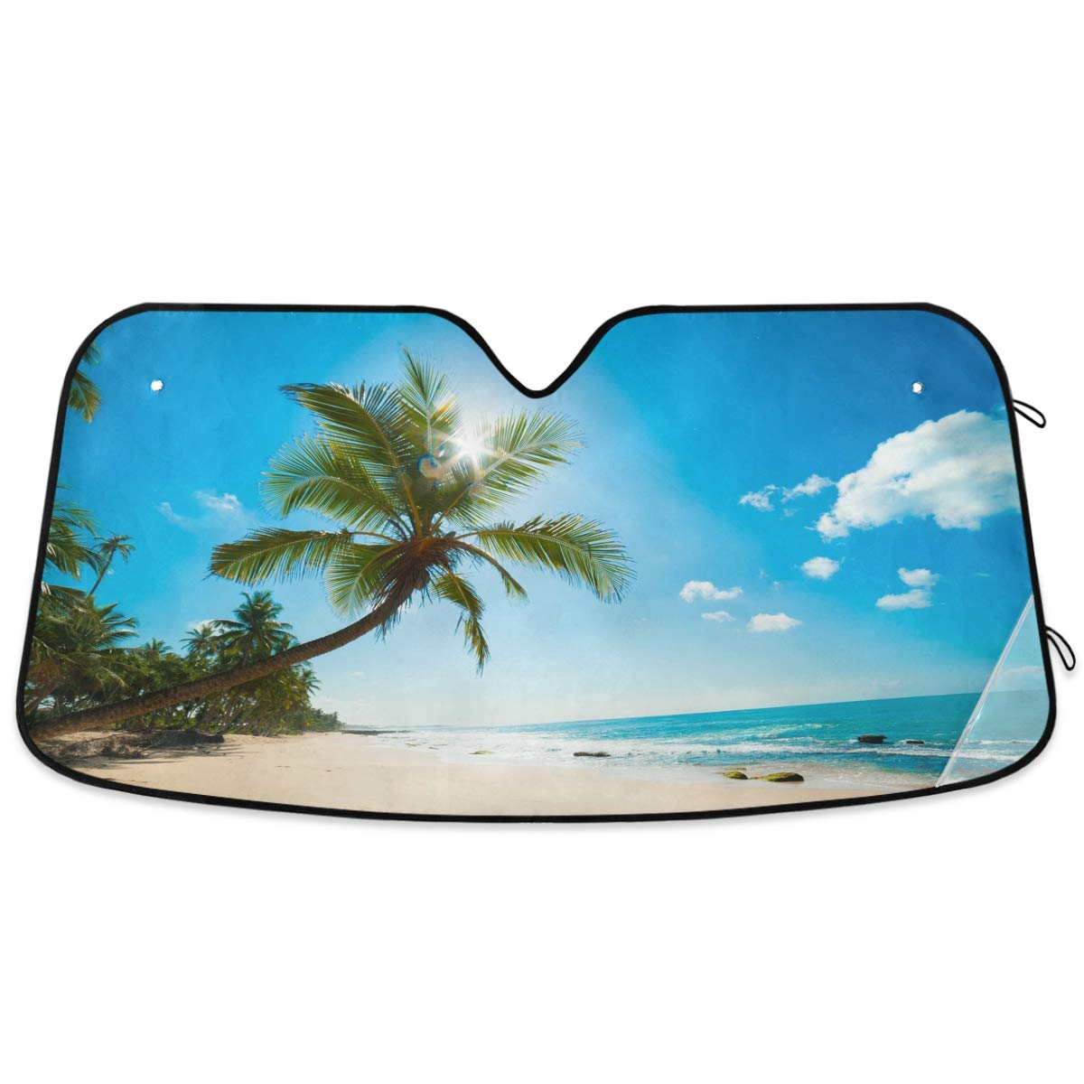 Beautiful Women Eye Car Windshield Sun Shade Eyelashes Makeup Foldable UV Ray Sun Visor Protector Sunshade to Keep Your Vehicle Cool (55" x 27.6")