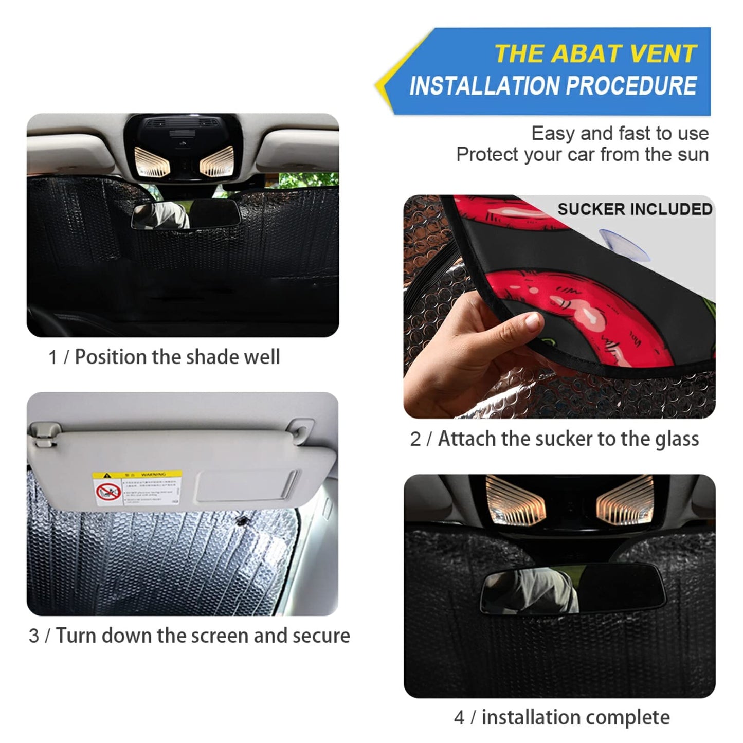 Beautiful Women Eye Car Windshield Sun Shade Eyelashes Makeup Foldable UV Ray Sun Visor Protector Sunshade to Keep Your Vehicle Cool (55" x 27.6")