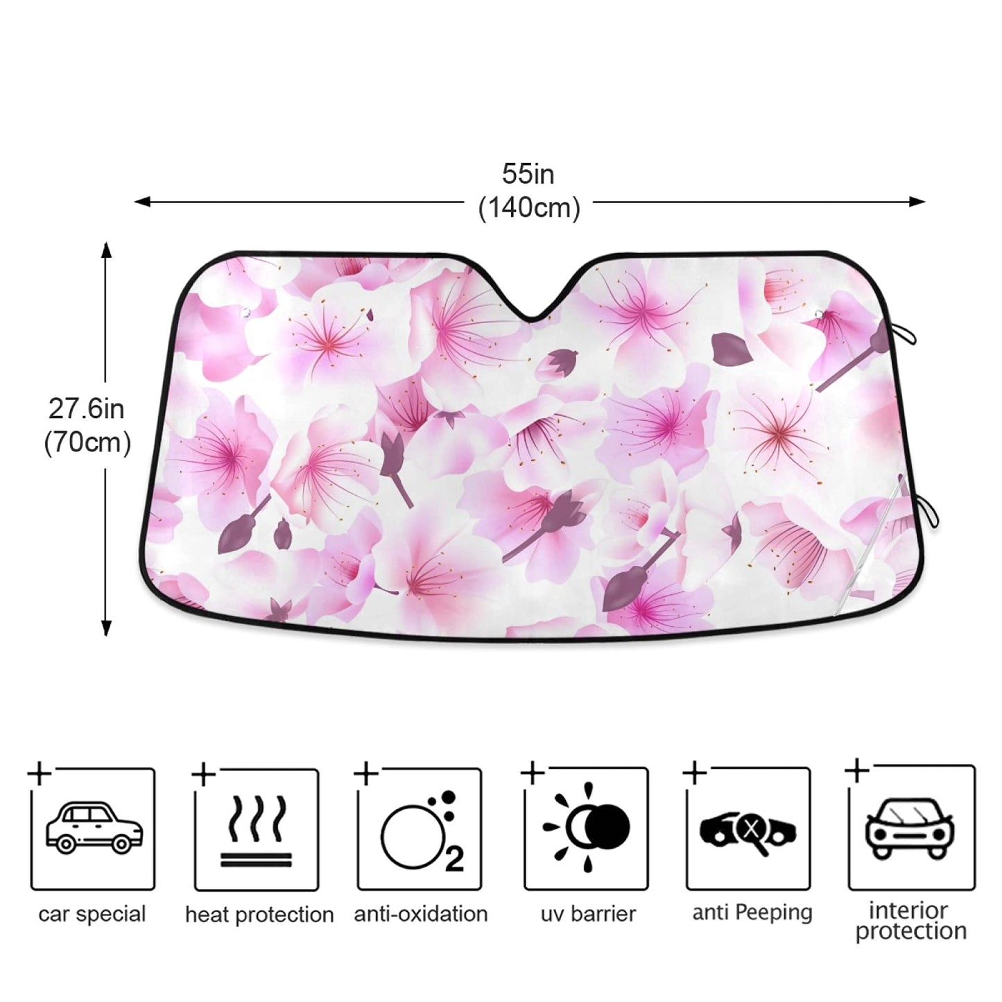 Woman Red Lips Pink Kiss Car Windshield Sun Shade Foldable UV Ray Sun Visor Protector Sunshade to Keep Your Vehicle Cool (55" x 27.6")