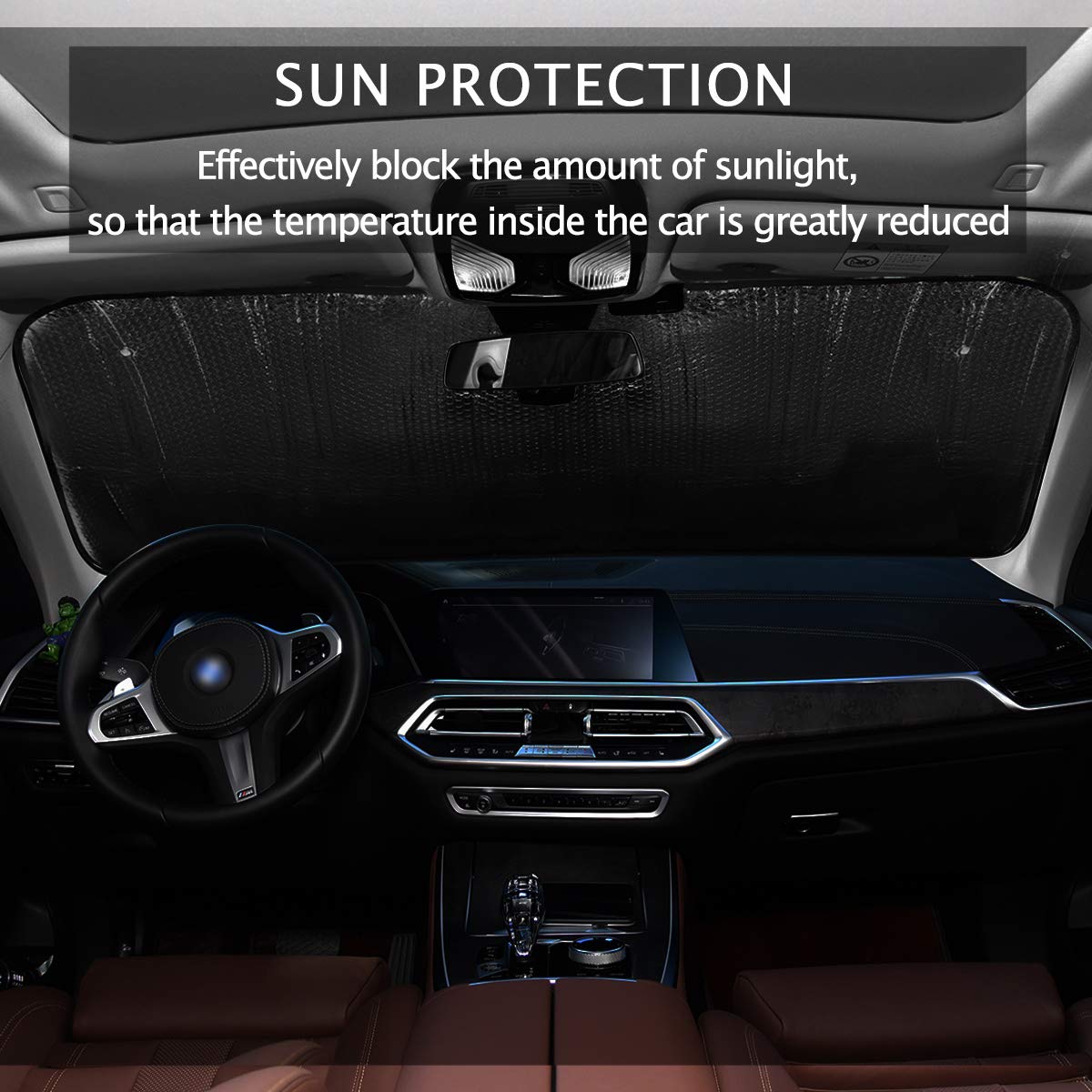 Beautiful Women Eye Car Windshield Sun Shade Eyelashes Makeup Foldable UV Ray Sun Visor Protector Sunshade to Keep Your Vehicle Cool (55" x 27.6")