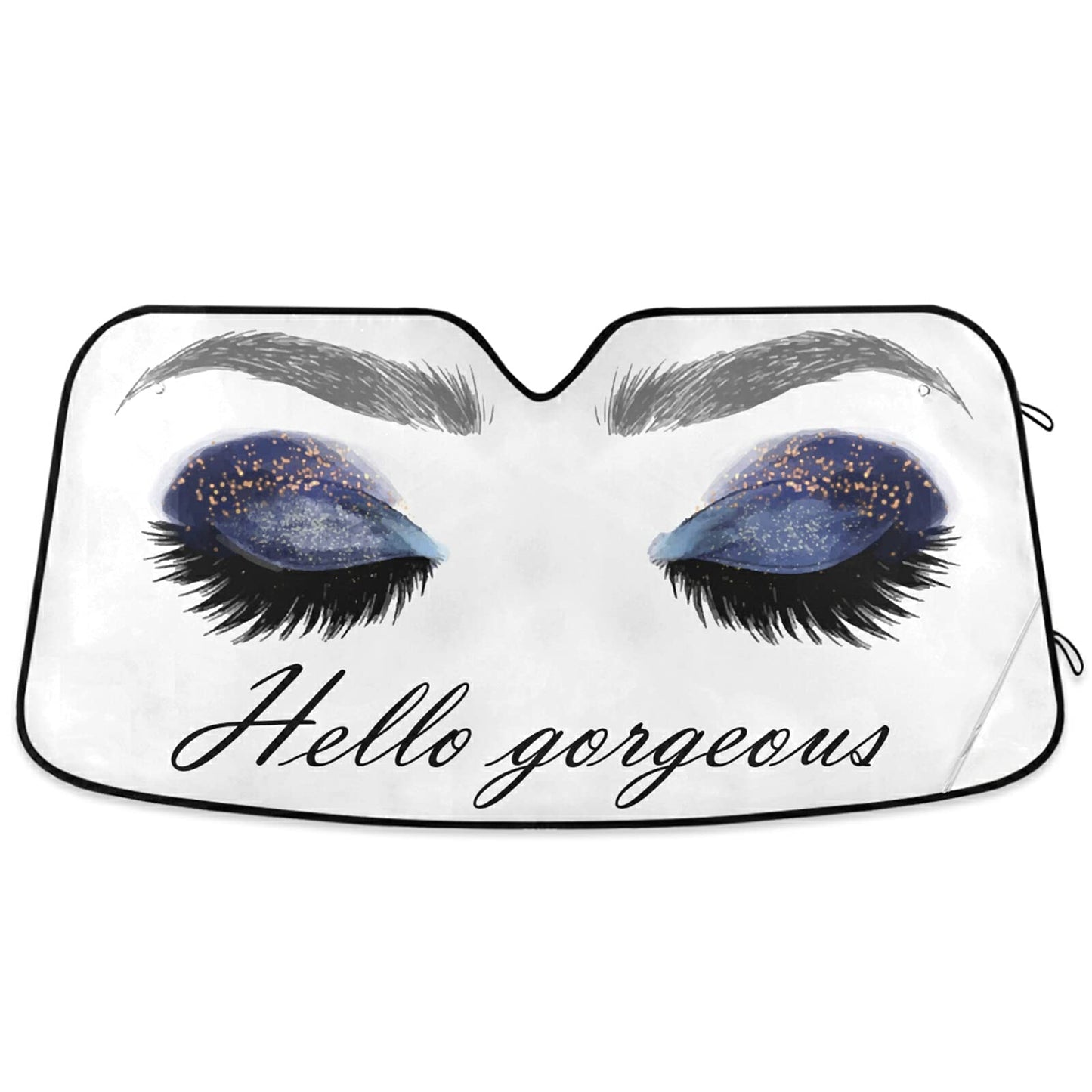 Beautiful Women Eye Car Windshield Sun Shade Eyelashes Makeup Foldable UV Ray Sun Visor Protector Sunshade to Keep Your Vehicle Cool (55" x 27.6")