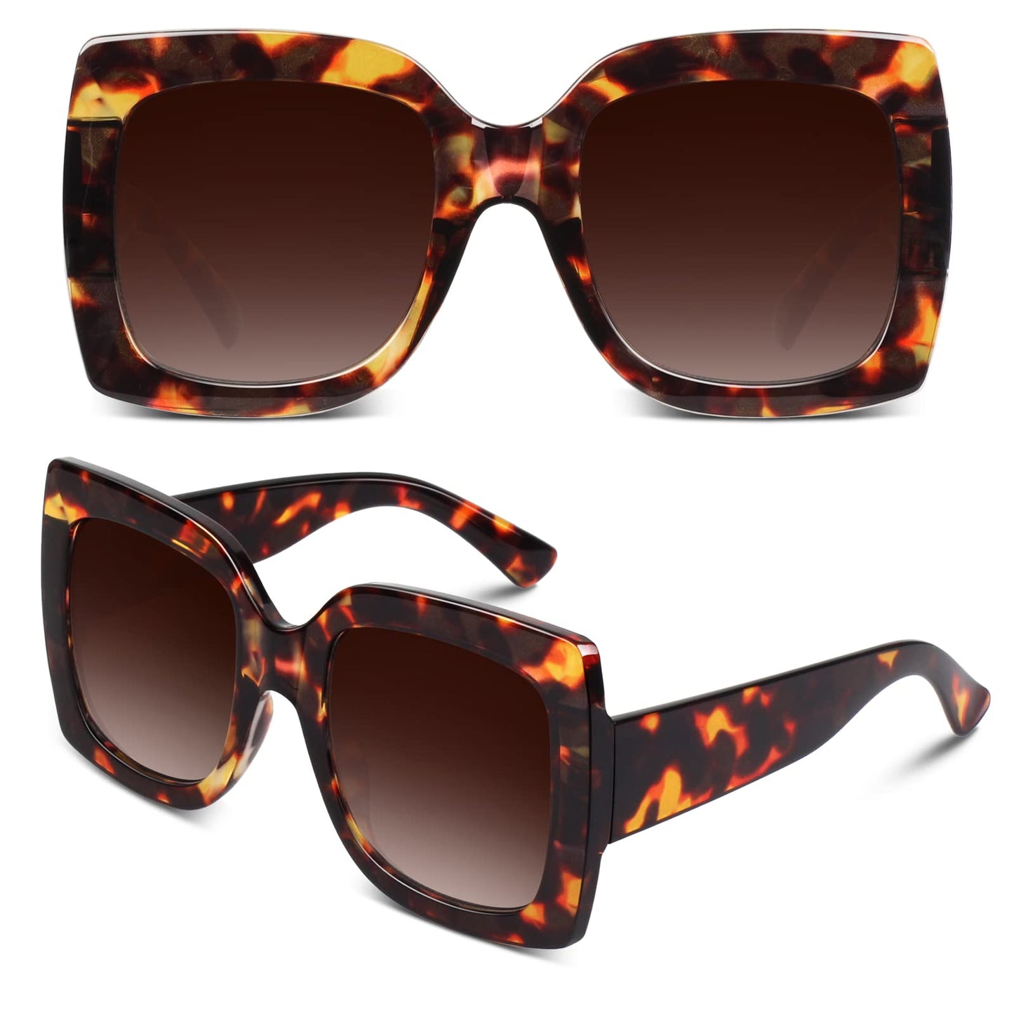 GQUEEN Oversized Square Frame Sunglasses Womens Retro Vintage Trendy Shades,S904
