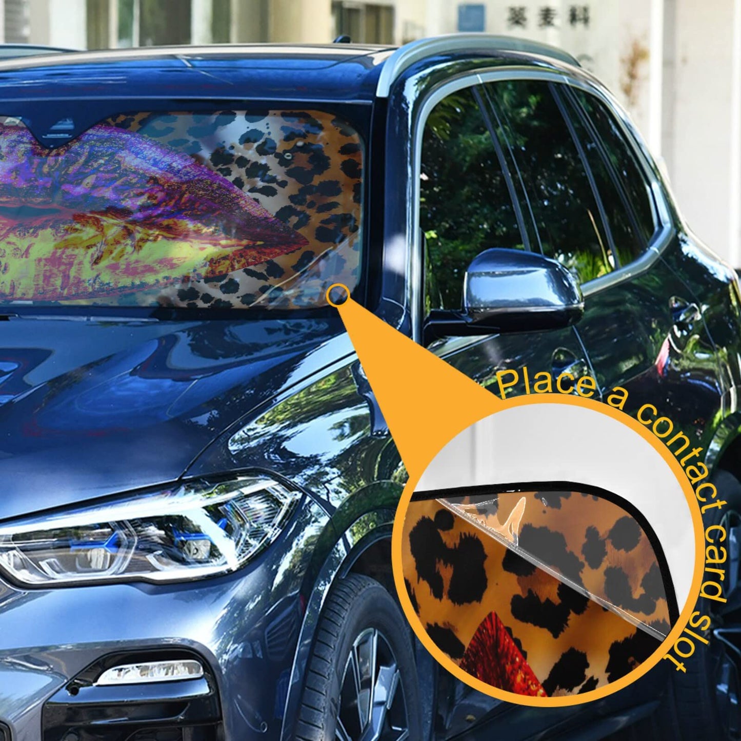Woman Red Lips Pink Kiss Car Windshield Sun Shade Foldable UV Ray Sun Visor Protector Sunshade to Keep Your Vehicle Cool (55" x 27.6")