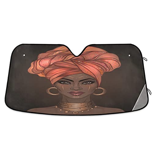 ALAZA Afro American Woman in Shock Shade Windshield Sun Shade,Foldable Car Sun Shade for Front Windshield Sunshades Protector Blocks UV Rays Sun Visor Protect and Cool Your Vehicle Interior