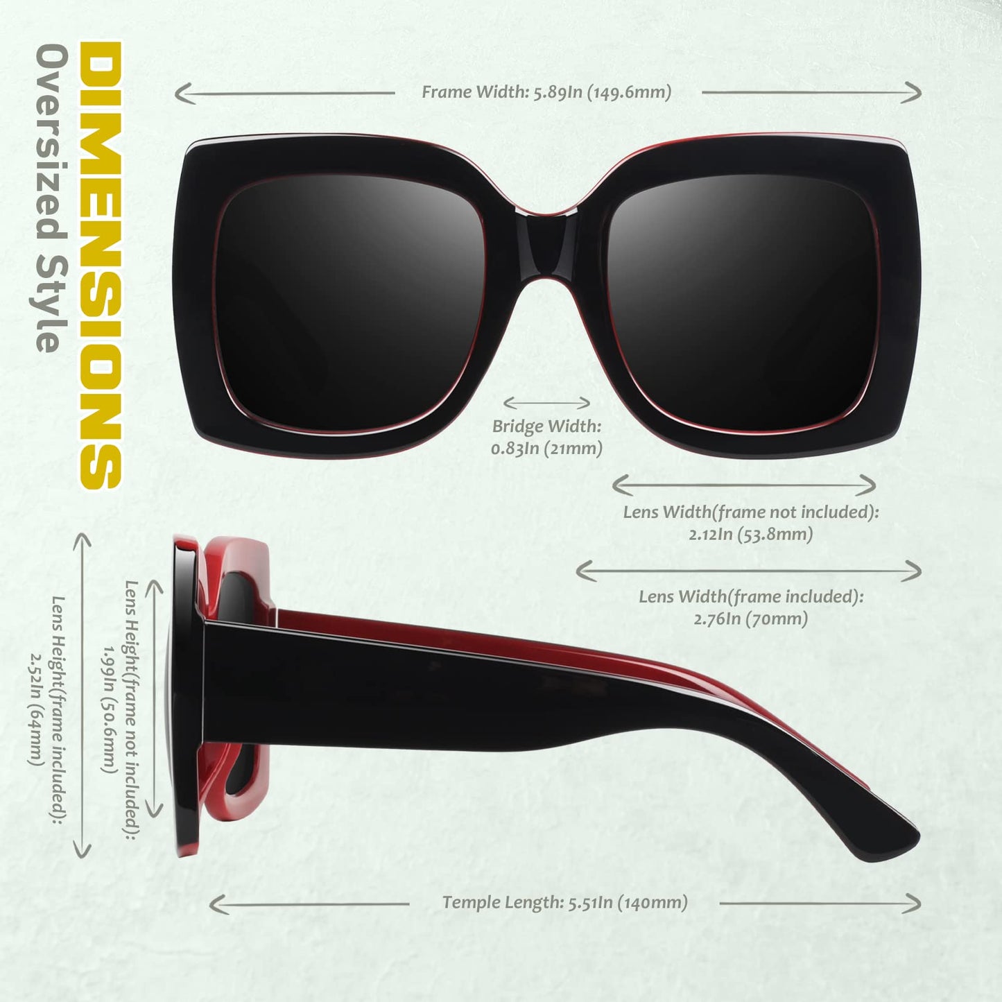 GQUEEN Oversized Square Frame Sunglasses Womens Retro Vintage Trendy Shades,S904